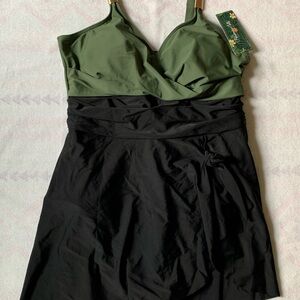 Green and Black Dress